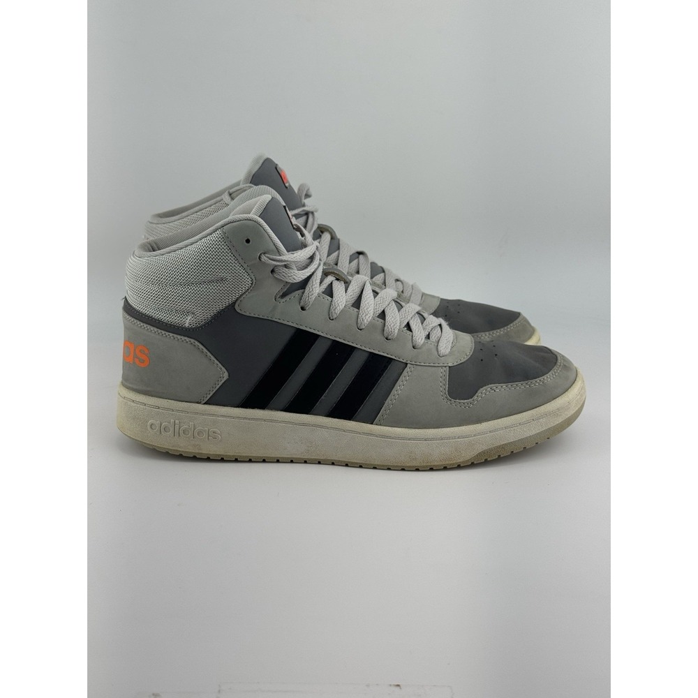 Adidas Hoops 2.0 Mid Mens Shoes Grey Black Orange DB0100 Size 11.5